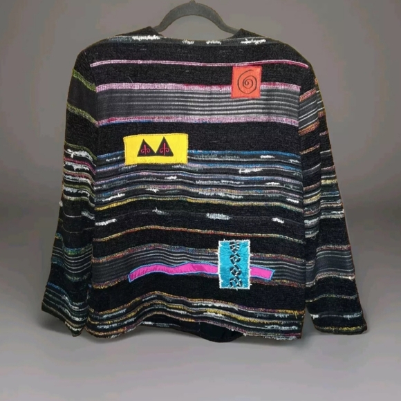 VTG Daniel K New York Women's M Blazer Jacket Aztec Neon Glass Button  Embroid - Picture 2 of 13